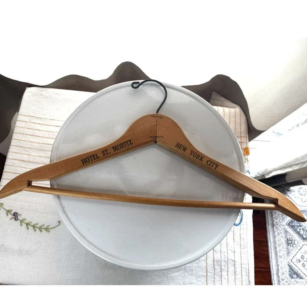 Vintage Wooden hanger St. Moritz Hotel New York City - now Ritz Carlton